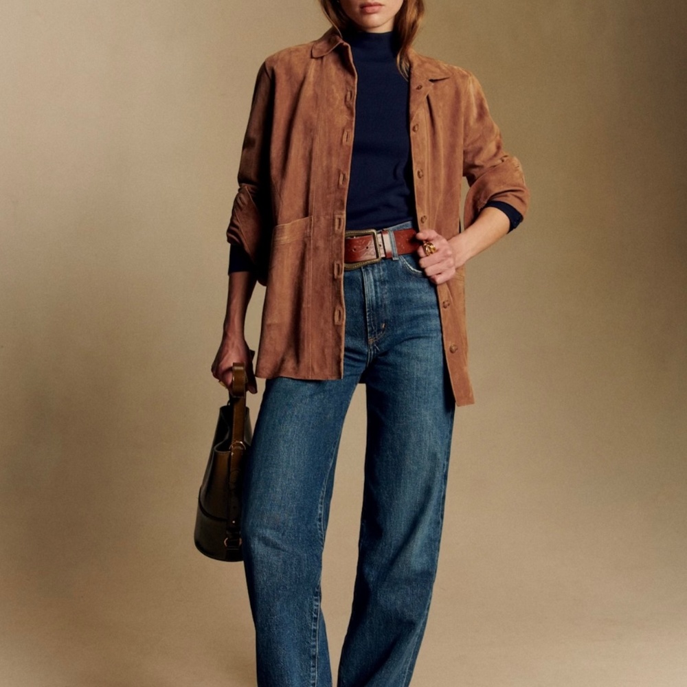 Sezane Will Jacket Camel Suede - Size S